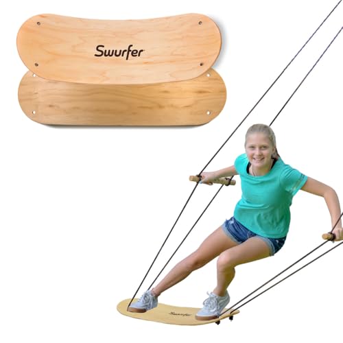 Swurfer TreeSkate Outdoor Kids Tree Swing Brown/Green, Adjustable Handles, Supports 200 lbs