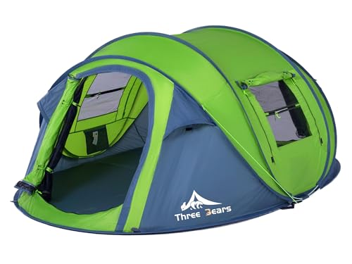 Three Bears Green Instant Pop-Up Tent for 2 Persons - Easy Setup & Waterproof Camping Shelter