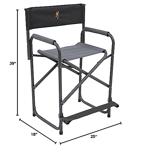 Outdoor Folding Director's Chair - Extra Tall with Flip-Down Footrest, Charcoal Variation
