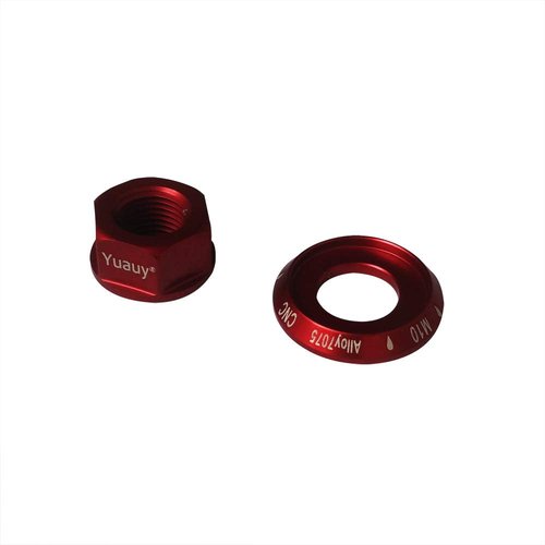 Yuauy Red 2 x M10 Bike Wheel Hub Axle Nuts 7075 Aluminum Bicycle Chromed Skewer Bolt Screw Nut Road MTB Replacement