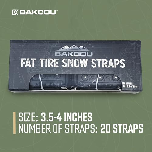 Bakcou Fat Tire Snow Straps - Set of 20 Ice & Snow Traction for 3.5-4 Inch Tires