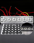 Marine Rocker Switch Panel 6 Gang Aluminum with White LED Indicator - 12-24V, Waterproof