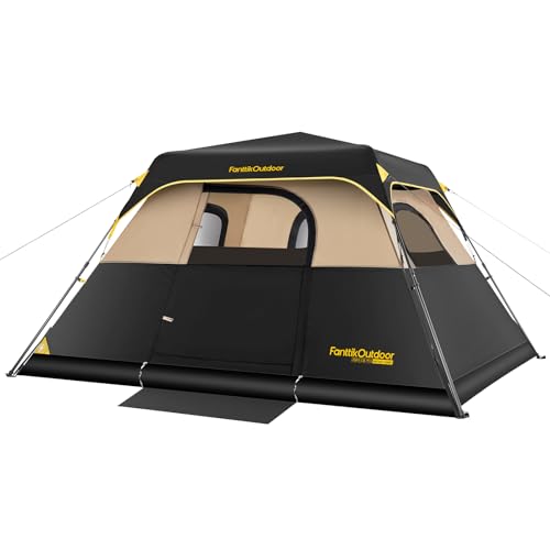 FanttikOutdoor 10' x 9' Khaki Instant Tent for 4-6 People, Easy Setup in 60 Seconds