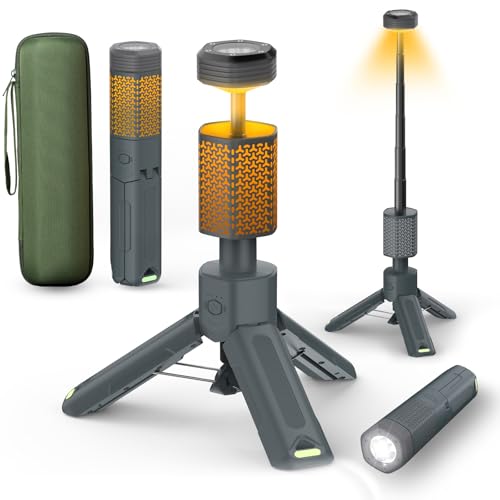 Telescopic Camping Light with Stand – Collapsible Magnetic Tripod Lantern, Gray Variation