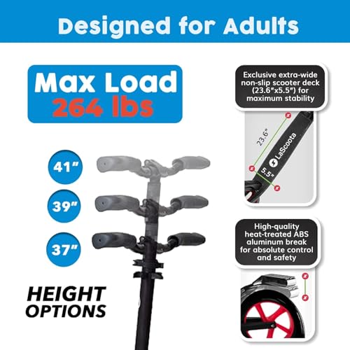 Lascoota Kids & Adult Kick Scooter Black, 8-Inch Wheels, Foldable, Adjustable Handlebar