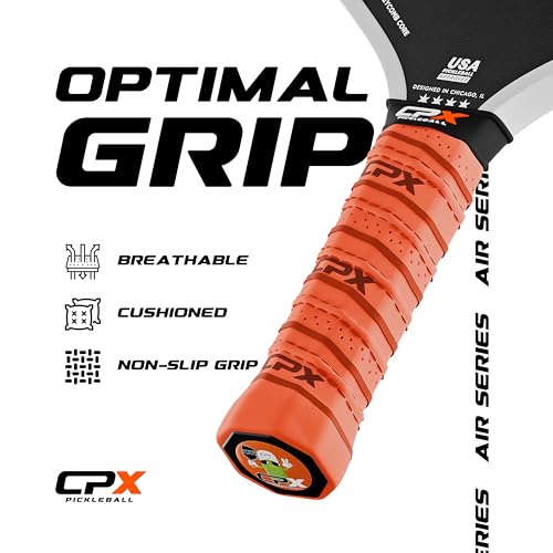 CPX Pro Carbon Fiber Pickleball Paddle Black Air - Edgeless, Honeycomb Core, Tennis Grip