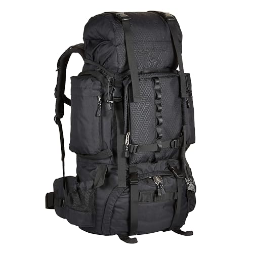 Amazon Basics 75L Internal Frame Hiking Backpack with Rainfly - Black