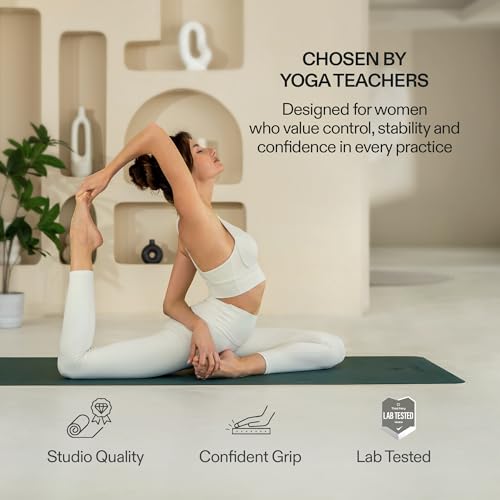 Dark Green Premium Yoga Mat 4mm Non-Slip PU & Natural Rubber for Yoga & Pilates