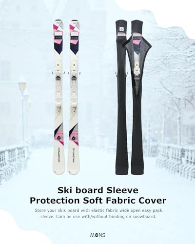 MONS Snow Skis Protection Fabric Sleeve Cover Wide Open Easy Pack M