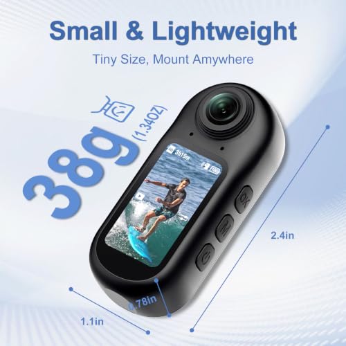4K Action Camera with Waterproof Case, Wide-Angle POV Body Cam, WiFi