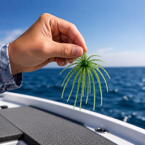 12PCS Soft Fishing Lure Set with Fuzzy Dice & Urchin Baits - 3.54 Inch, Clear Tackle Case Included