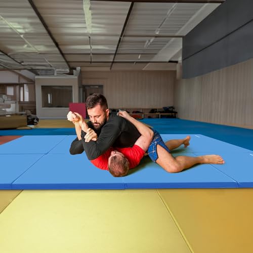 Blue 6x4 Feet 4-Panel Folding Gymnastics Mat - 2 Inch Thick Exercise Cushion