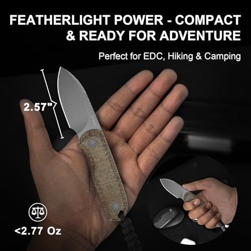 Kizer Drop Bear Fixed Blade Knife Brown Burlap Micarta Handle 2.57" Gray Steel