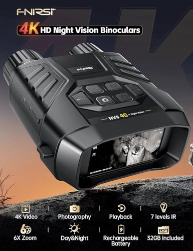 FNIRSI NVS40 4K Night Vision Goggles with 36MP Camera, Long Range Wildlife Observation