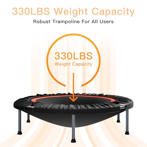 ALTLER 48 Inch Foldable Mini Fitness Rebounder with Adjustable Handle for Indoor Cardio Workout