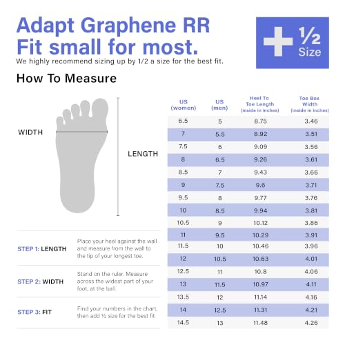Flux Footwear Adapt Graphene RR Road Running Shoes Wide Toe Box Zero Drop - Women 9 Wide / Men 7.5 Wide - Shadow Black