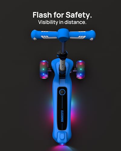Kids Electric Scooter Blue with Light Up 3-Wheeled Design & Adjustable Height