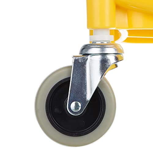 35-Quart Commercial Mop Bucket with Side-Press Wringer on Wheels - Yellow