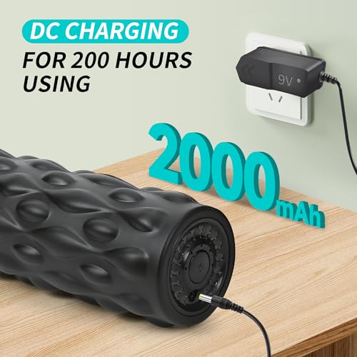 Vibrating Foam Roller for Deep Tissue Massage - 4-Speed, Rechargeable, Black