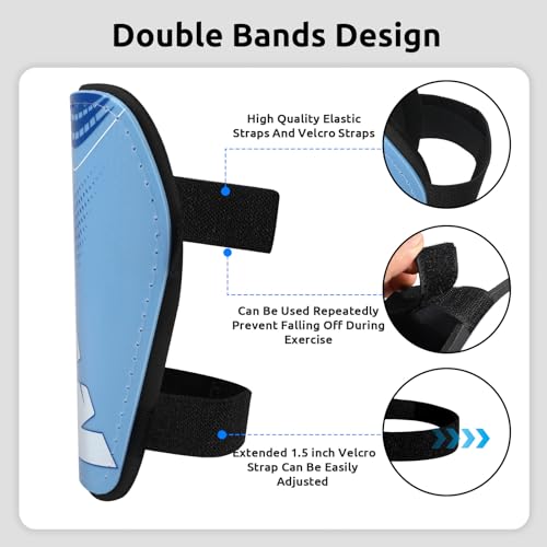 Kids Soccer Shin Guards Small Blue for Boys and Girls 2-18 Years
