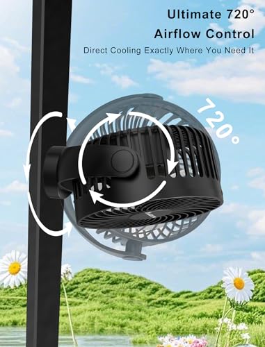 Magnetic Rechargeable Golf Cart Fan with 12000mAh Battery and Carrying Case