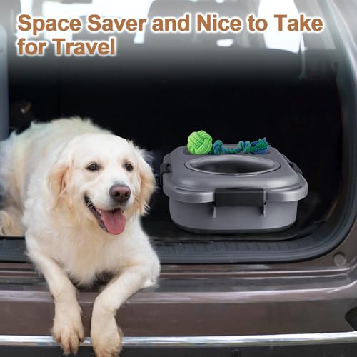 Dark Grey Collapsible Dog Food Storage Container 23-25 lbs with Wheels & Scoop - Large