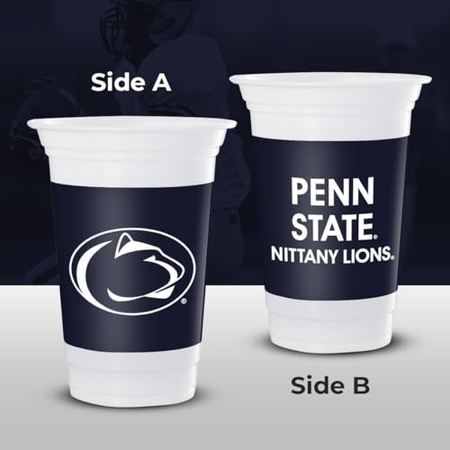 Penn State Nittany Lions 16oz Plastic Cups - Officially Licensed 16 Pack - Tailgate & Game Day Fan Party Supplies
