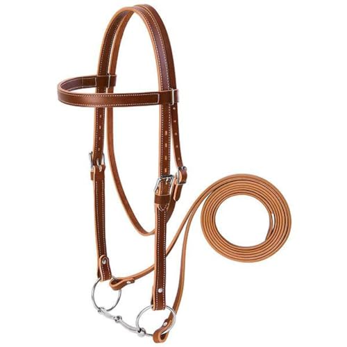 Draft Horse Riding Bridle - 1 Inch Leather with Reins & Snaffle Bit