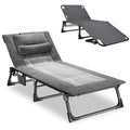 Mopaicot Folding Camping Cot with Adjustable Backrest, Pillow & Velvet Fabric
