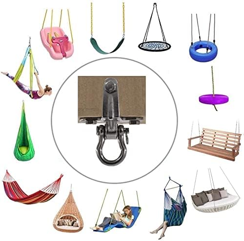 Skiennix 2-Pack Stainless Steel Swing Hangers - Heavy Duty Anti-Rust Design | 180° Silent Bearing, 1500LB Capacity