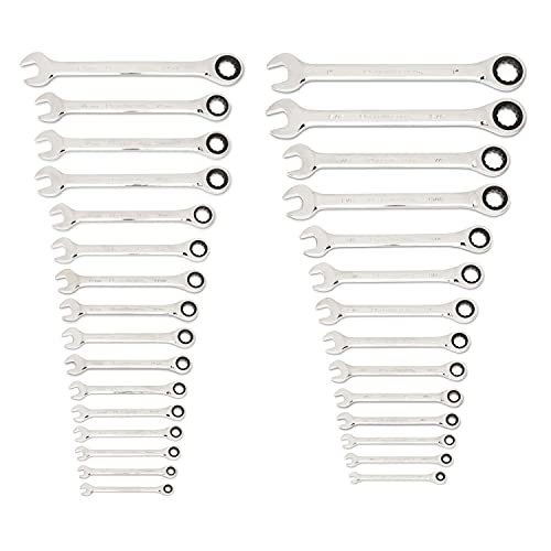 GEARWRENCH 30 Piece SAE & Metric Ratcheting Combination Wrench Set - Off-Corner Design