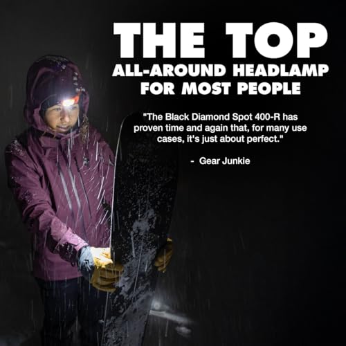 Rechargeable Black Diamond Spot 400-R Headlamp - Graphite, Bright 400 Lumens, Waterproof & Dimmable