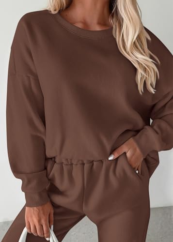 KIRUNDO Brown 2-Piece Lounge Sweatsuit Set for Women - Large