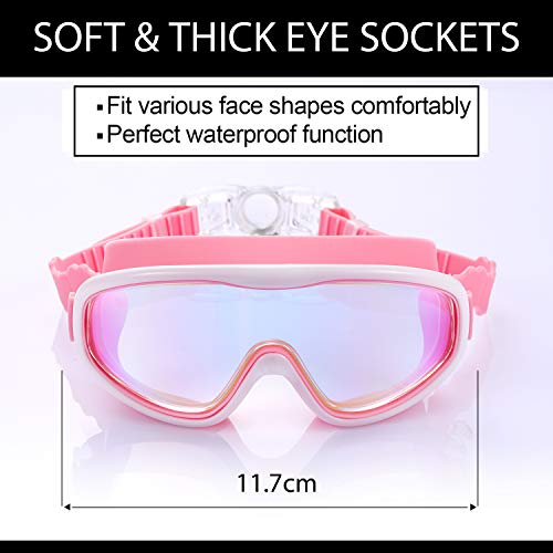 Kids Swim Goggles Set - Purple & Pink, Suitable for 3-15 Years Old
