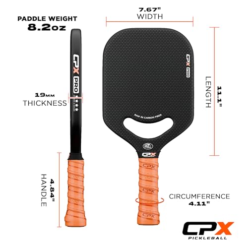 CPX Pro Carbon Fiber Pickleball Paddle - Edgeless, Honeycomb Core, Black Pro Variation