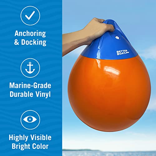 15-Inch Inflatable Anchor Buoy with Retrieval Ring and Pump - 60lb Lift