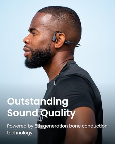 SHOKZ OpenRun Bone Conduction Bluetooth Headphones - Standard Size + Magnetic Charging, Black