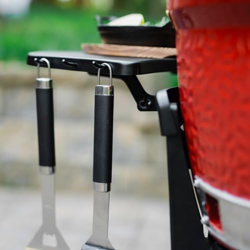 Outdoor Kamado Grill Cart for Joe Jr Small Kamado Grill, Black with Shelves - Model KJ15112524