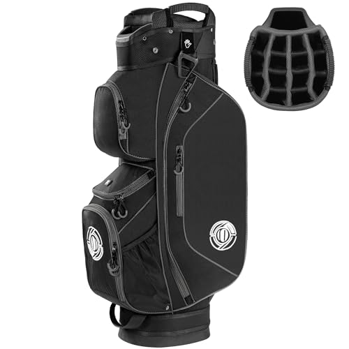Shopsource Lightweight Golf Cart Bag with 15-Way Organizer & Putter Well - Grey & Black