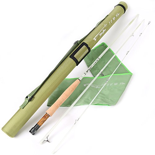 Transparent 7'0'' 3wt Fiberglass Fly Fishing Rod - MAXFLEX Technology, 3-Piece Travel Rod