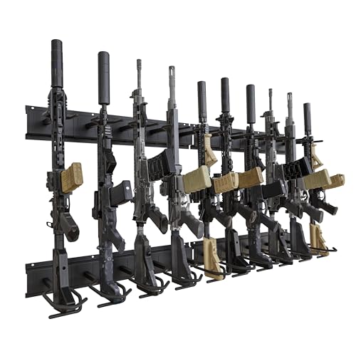 Upbci 10-Slot Wall Mount Gun Rack Vertical Rifle Storage Holder Black
