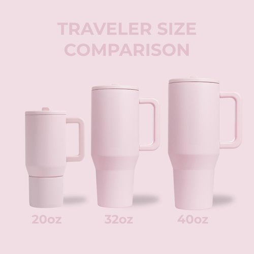 HydroJug Traveler - 40 oz Insulated Water Bottle with Handle & Flip Straw - Leak Resistant, Pink Sand