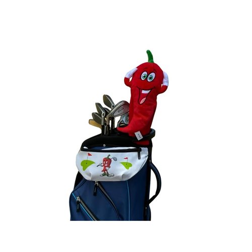 Hot Shot Sling Golf Bag, Waist Pack with Zipper Pouches for Scorecard, Golf Balls, Accessories, Red Hot Pepper Design