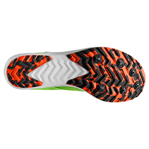 Supportive Cross-Country Running Shoe - Spikeless, Brooks, Women/Men 10.5/9, Green Gecko/Red Orange/White Variation