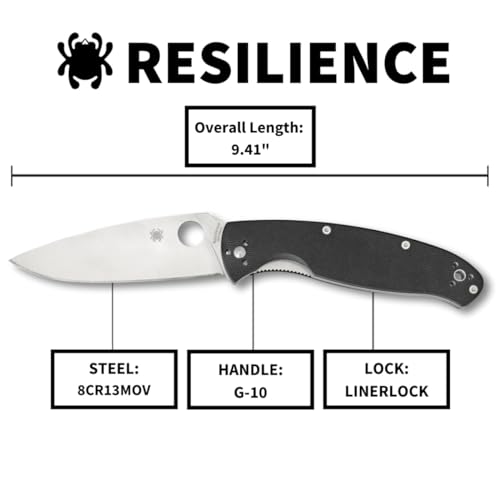 Spyderco Resilience Folding Pocket Knife, PlainEdge - Durable EDC Knife