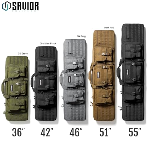 Savior Equipment Obsidian Black 42-Inch Double Rifle Case with Backpack Strap