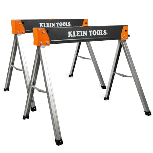 Klein Tools 66187 Folding Sawhorse 2-Pack Heavy Duty Support, Standard Version