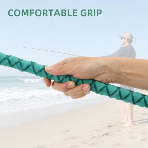 Green 15FT Saltwater Surf Fishing Rod - 4-Piece Travel Spinning Rod
