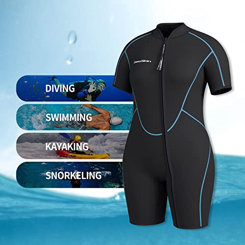 Seaskin Plus Size Shorty Wetsuit for Men & Women 3mm Neoprene Water Sports Gear