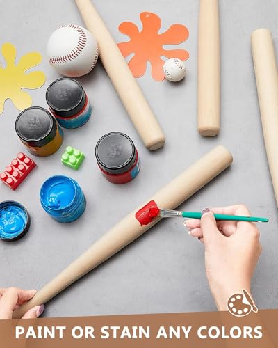 Mini Wooden Baseball Bats 18 Inch Unfinished Craft Set - 18 Pcs for DIY Sports & Party Favors (Variation 18)